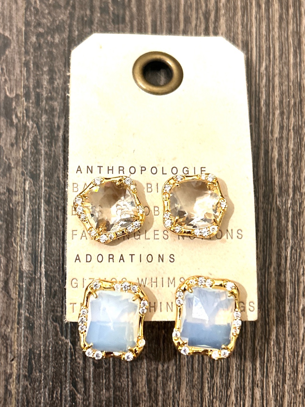 Anthropologie 14kt Gold Plated 2 Pair Stud Earrings